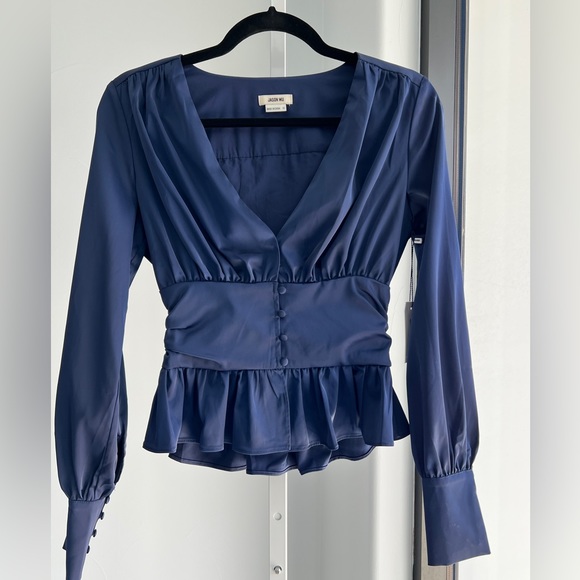 Jason Wu Satin Blouse - Navy - Sizes Small and XS - Picture 7 of 12